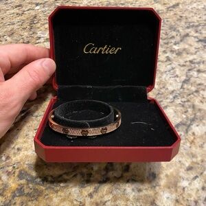 Cartier LOVE Bracelet 18K Rose Gold Medium Model Paved 17 cm